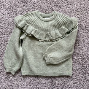 Zara Kids Ruffled Sage Sweater